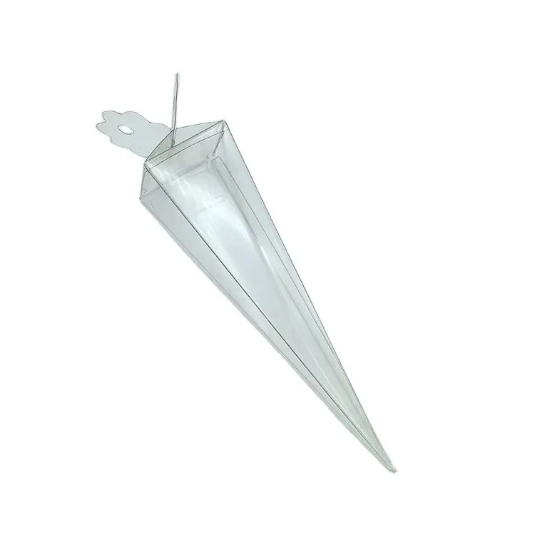 V382-10CONEPVCBOX-67390-00 10 Pack of Clear Pyramid Triangle Shaped Small Clear Gift Box - Bomboniere Jewelry Gift Party Favor Model Candy Chocolate Soap Box - Image 1