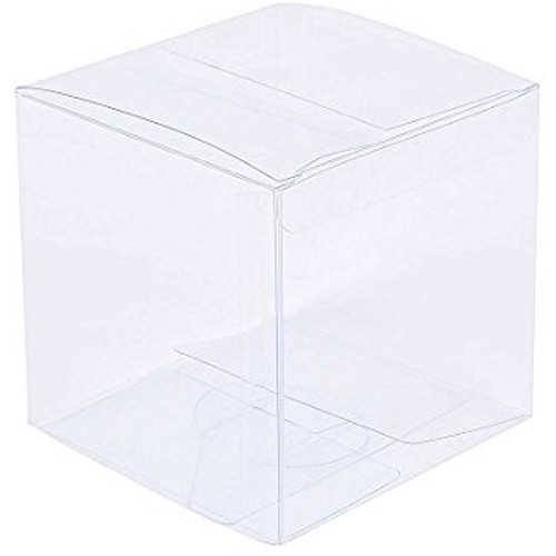V382-10PVC12X12X12-67381-00 10 Pack of 12cm Square Cube Box - Large Bomboniere Exhibition Gift Product Showcase Clear Plastic Shop Display Storage Packaging Box - Image 1