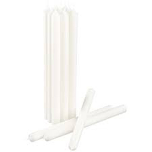 V382-20WAXTAPER-144347-00 20 pack white wax 20cm taper church house vigil candleabra candle 2CM WIDE - Image 1
