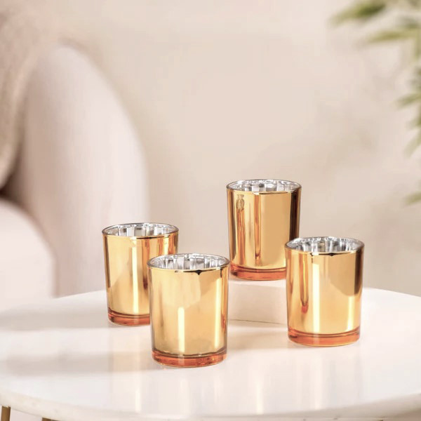 V382-GOLDS20-202503121005-00 20 Pack Gold Votive Tealight Candle Holders Valentines Day Mercury Wedding Decor Glass Candlestick Party Decorations Bridal Baby Shower Event - Image 1