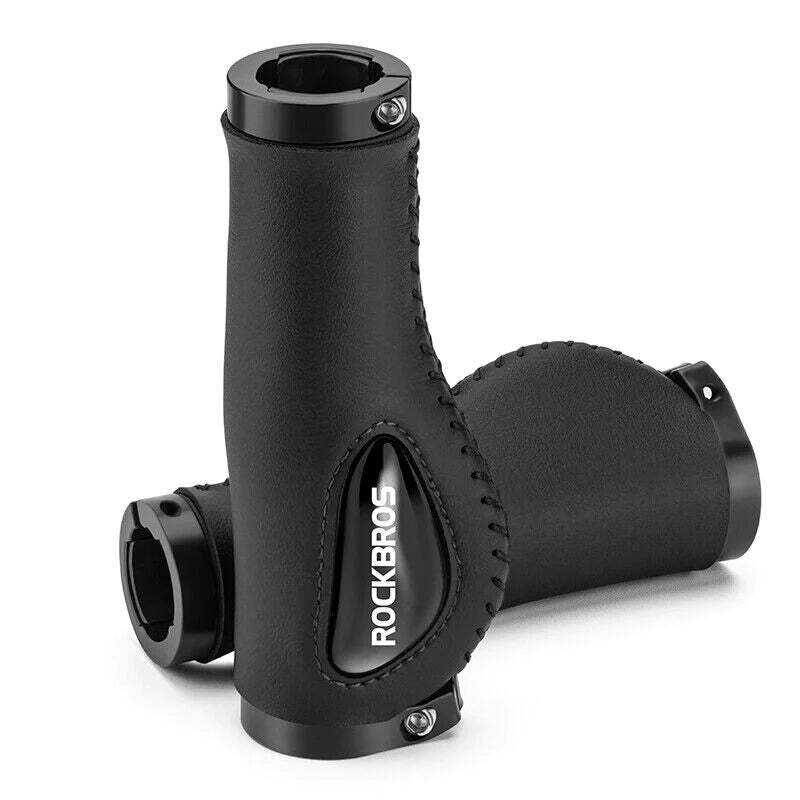 V382-GRIPDELUXEBLK-73081-00 Deluxe Hand Grips Shock Absorbing Rockbros MTB Mountain Bike Tourer Double Lock BLACK Handlebar Grips Anti-skid 2.22cm - Image 1