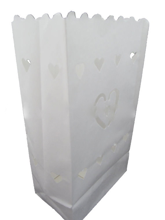 V382-HNHLUM20-202503040853-00 20 Pack White Heart in a Heart Luminary Paper Candle Tea Light Lantern Bags Wedding Garden Anniversary Birthday Night Decorations Evening Party - Image 1