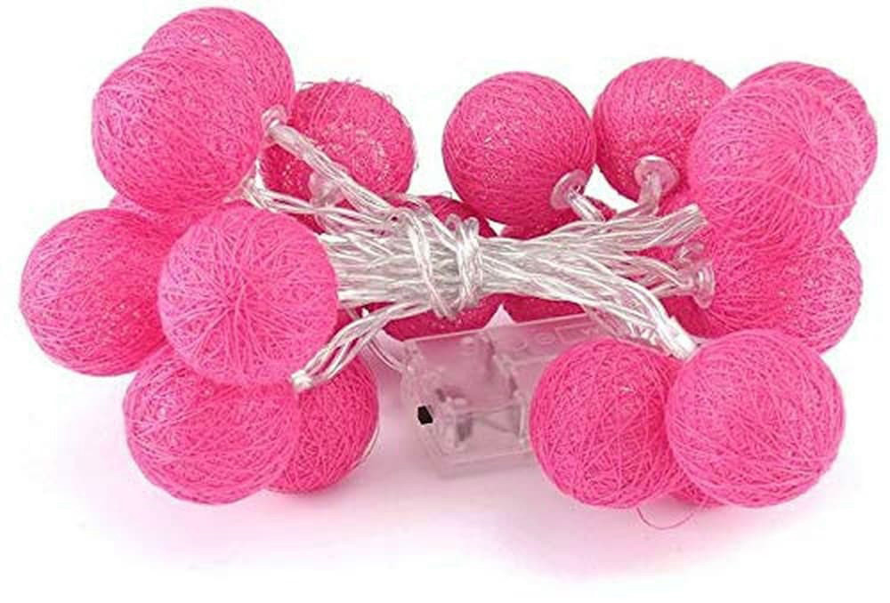 V382-HOTPINKBALLBATT50-202504030816-00 50 Ball HOT Pink LONG 5m String Light Battery Box 5cm Cotton Ball Christmas Birthday Bbay Girl Special Occasion Decoration - Image 1