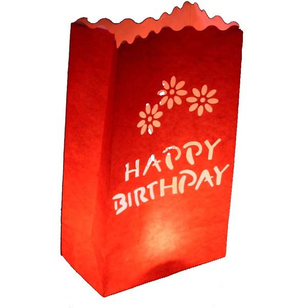 V382-REDBDYLUM50-202503040852-00 50 Pack Red Happy Birthday Luminary Paper Candle Tea Light Lantern Bags Garden Anniversary Birthday Night Decorations Evening Party - Image 1