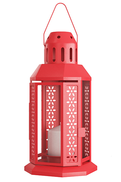 V382-REDLANTERN5-144439-00 5 Pack of Red Metal Miners Lantern Summer Xmas Wedding Home Party Room Balconey Deck Decoration 21cm Tealight Candle - Image 1