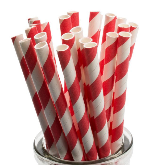 V382-REDSTRAW1000-144487-00 1000 Bulk Wholesale Pack Red White Drinking Straws Biodegradable Eco Paper Birthday Party Event Bistro Bar Cafe Take Away - Image 1