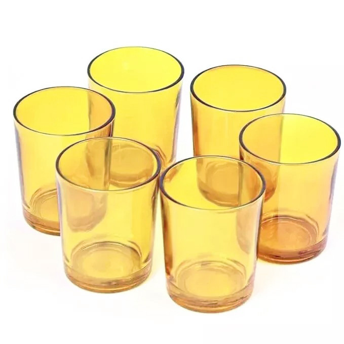 V382-YELLOWCHX10-202503072226-00 10 Pack Yellow Glass Votive Candle Holders Table Centreoieces Xmas Wedding Anniversary Event Recption Party Function or Home Decor - Image 1