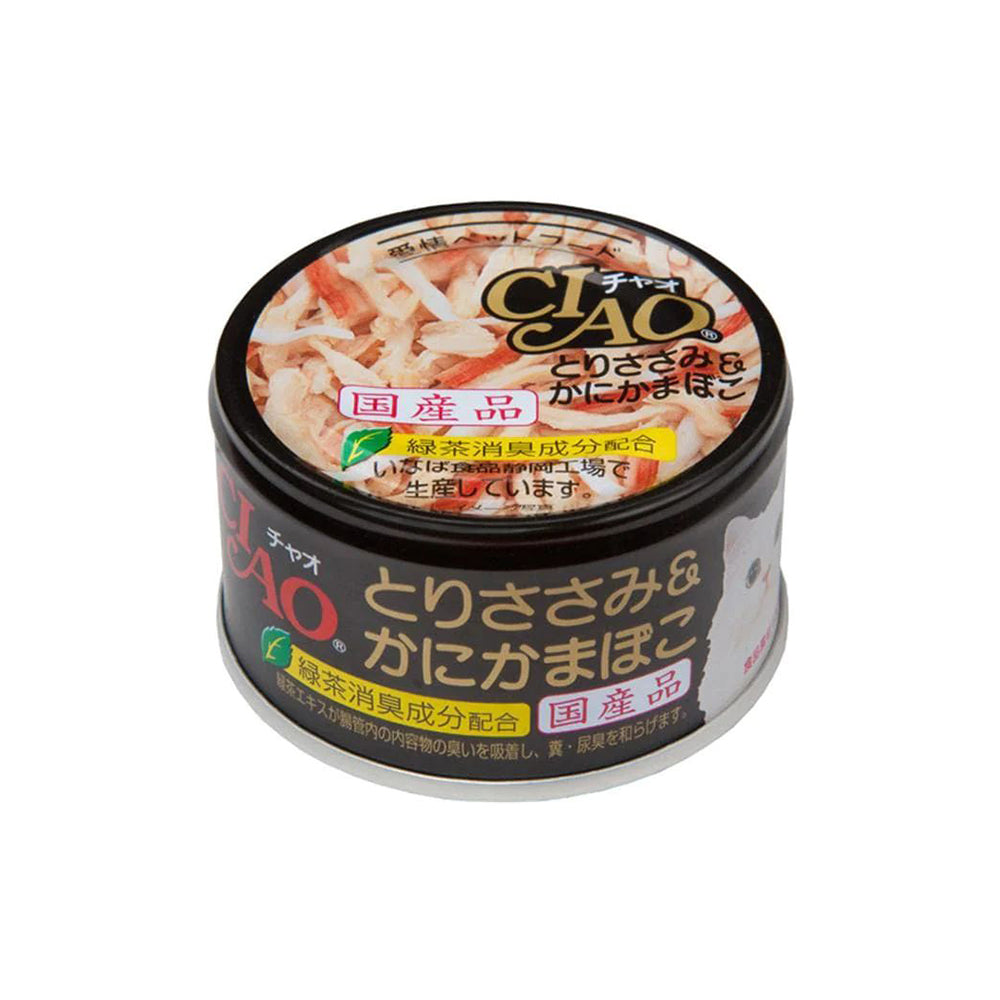 V390-C-13-24-67945-00 CIAO Canned Jelly For Cat Chicken Fillet And Crab Stick 85G X24 - Image 1