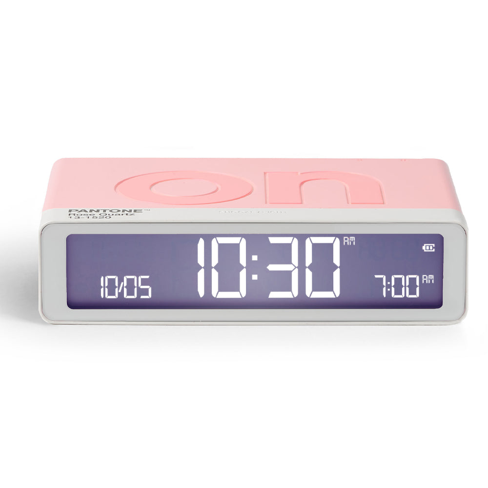 V398-LD-LR157PT-LP-202506051211-00 Lexon Flip Classic Reversible Alarm Clock PANTONE - Rose Pink - Image 1