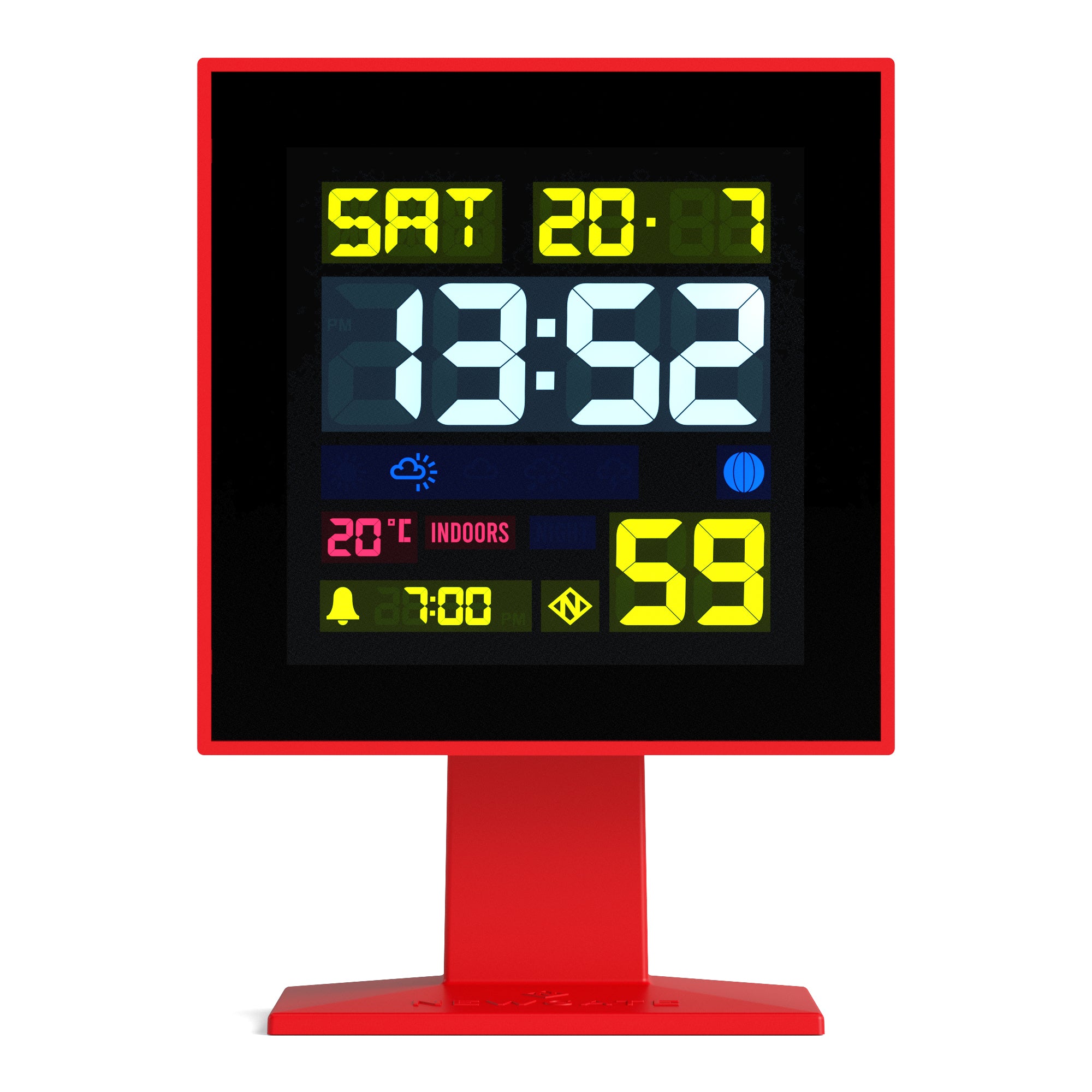 V398-NGLCDMONO3-202504021716-00 Newgate Monolith Lcd Alarm Clock Fire Engine Red - Image 1