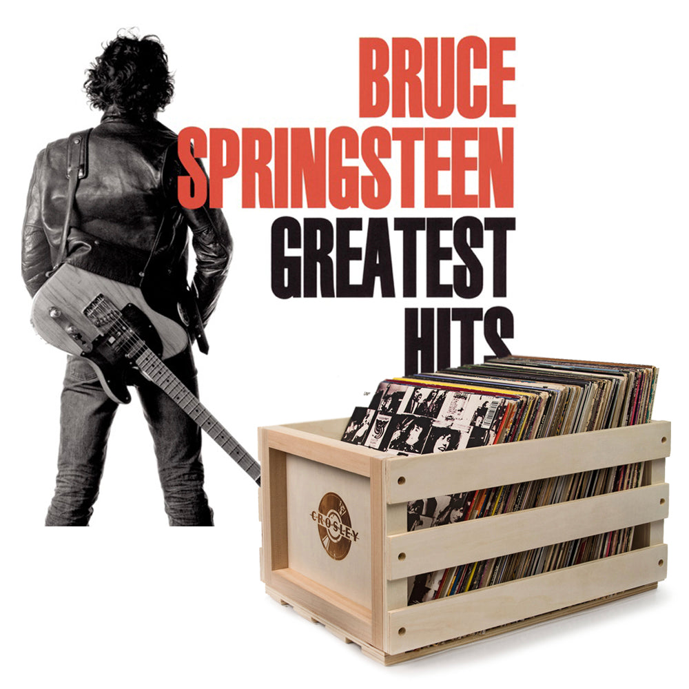 V398-SM-19075820661-B-202506190527-00 Crosley Record Storage Crate Bruce Springsteen Greatest Hits Vinyl Album Bundle - Image 1