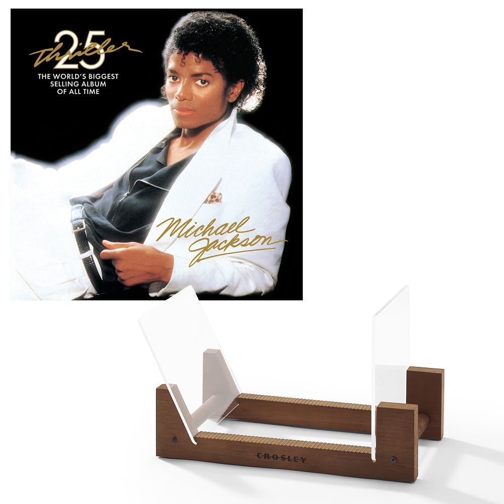 V398-SM-88875143731-BS-202503141630-00 Michael Jackson Thriller Vinyl Album & Crosley Record Storage Display Stand - Image 1