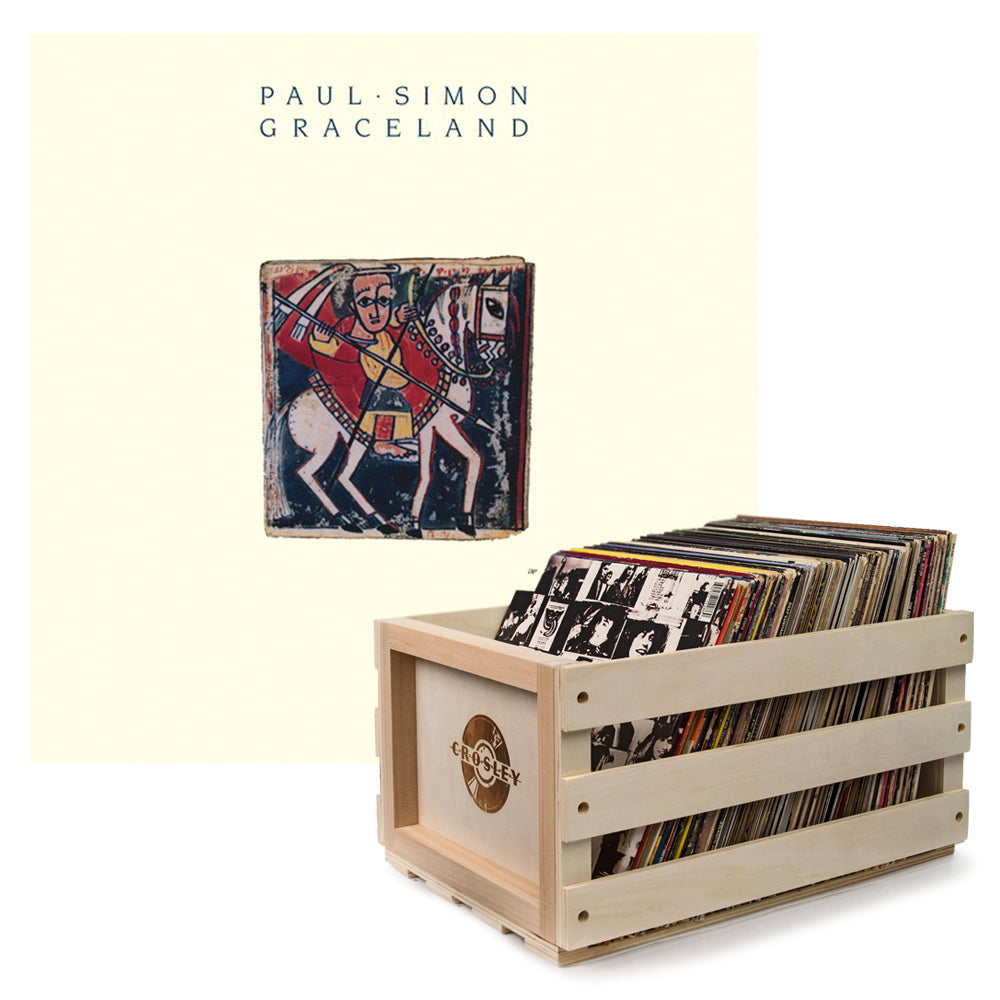 V398-SM-88985422401-B-202506190528-00 Crosley Record Storage Crate Paul Smon Graceland Vinyl Album Bundle - Image 1