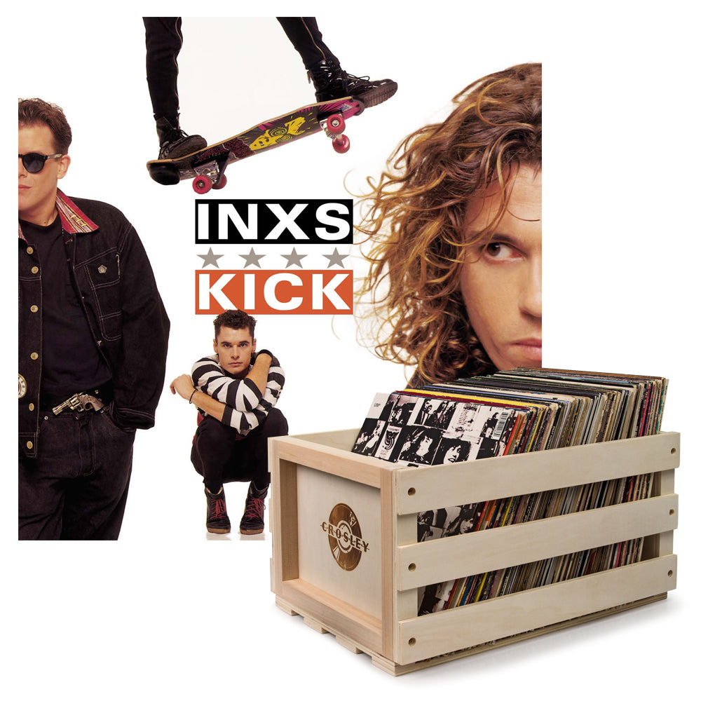 V398-UM-3777896-B-202506051823-00 Crosley Record Storage Crate & Inxs Kick - Vinyl Album Bundle - Image 1