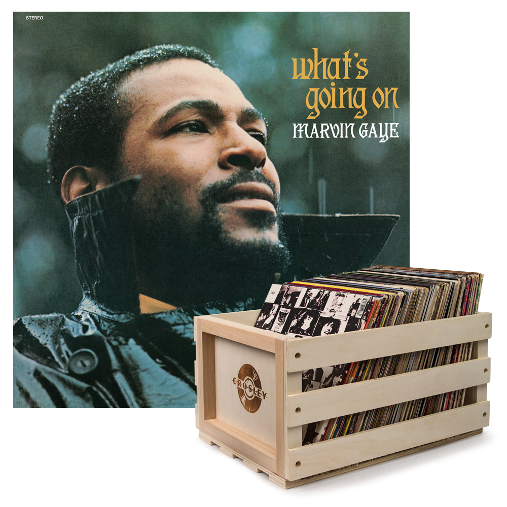 V398-UM-5353423-B-202503281935-00 Crosley Record Storage Crate & Marvin Gaye What's Going On - Vinyl Album Bundle - Image 1