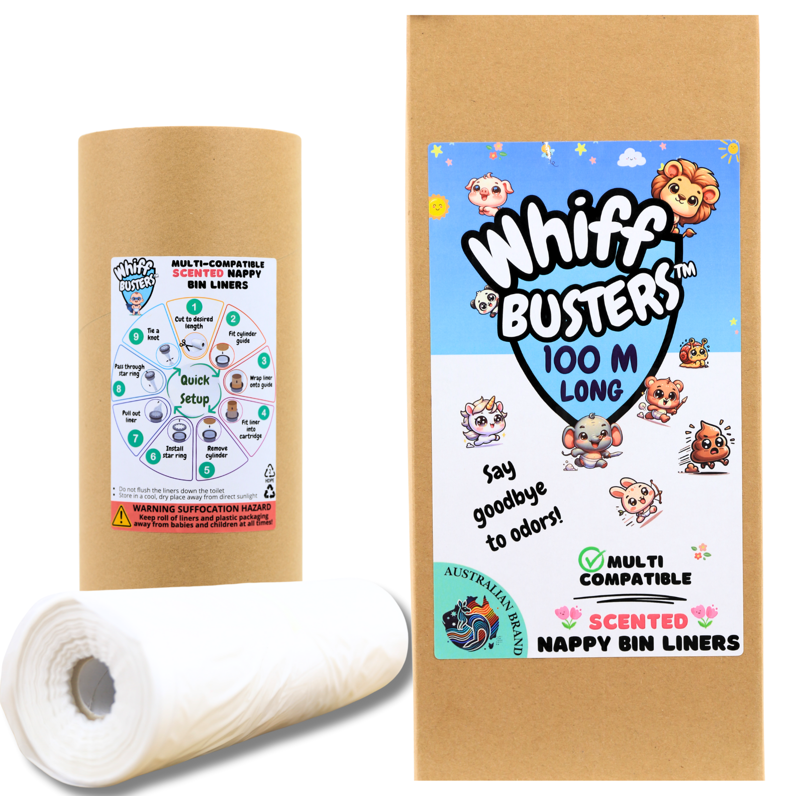 V400-NBL100-202503121046-00 Whiff Busters 100m Scented Nappy Bin Liner Refills - Image 1