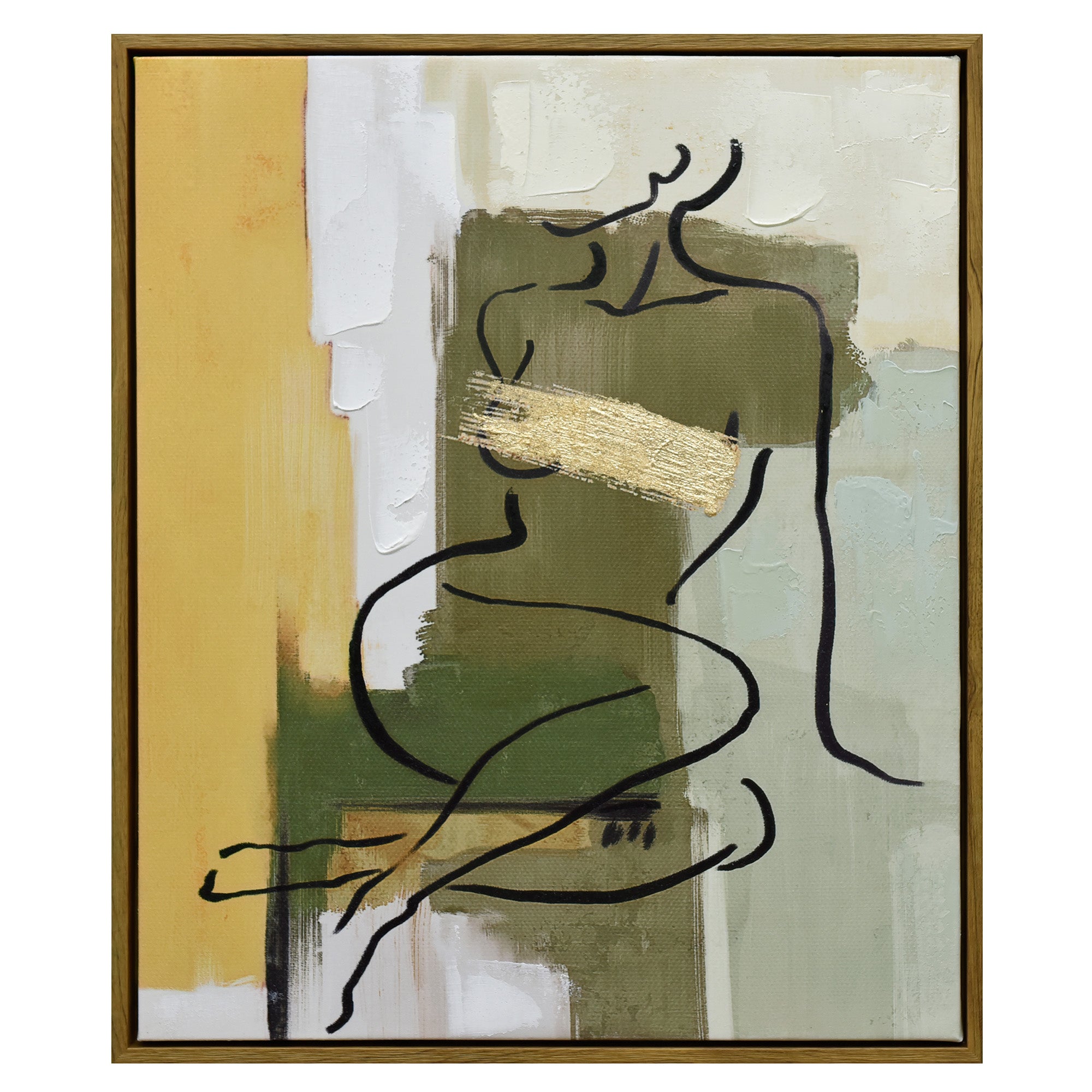 V411-SOK-HMTWF-22503ND-90180-00 50X60cm Golden Veil Dark Wood Framed Canvas Wall Art - Image 1