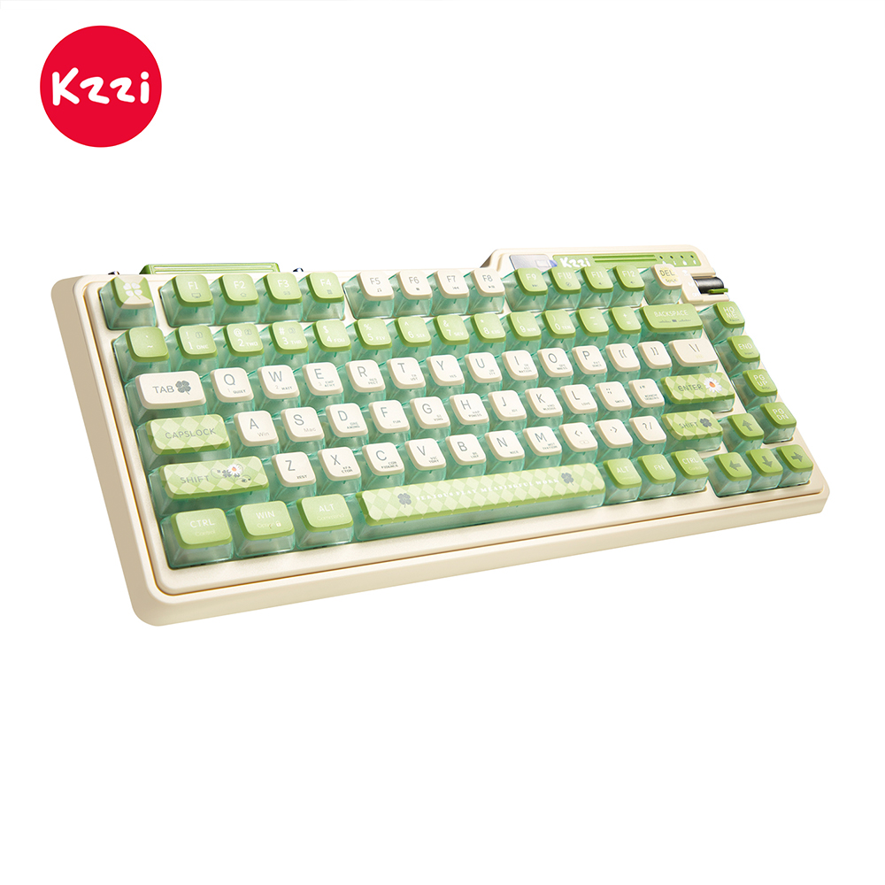 V413-K75PRO-PLUS-LG-90094-00 KZZI K75 PRO RGB 75% Wireless Gasket Mechanical Lemon Green Keyboard, Triple Mode, Eternity Tactile Switch - Image 1