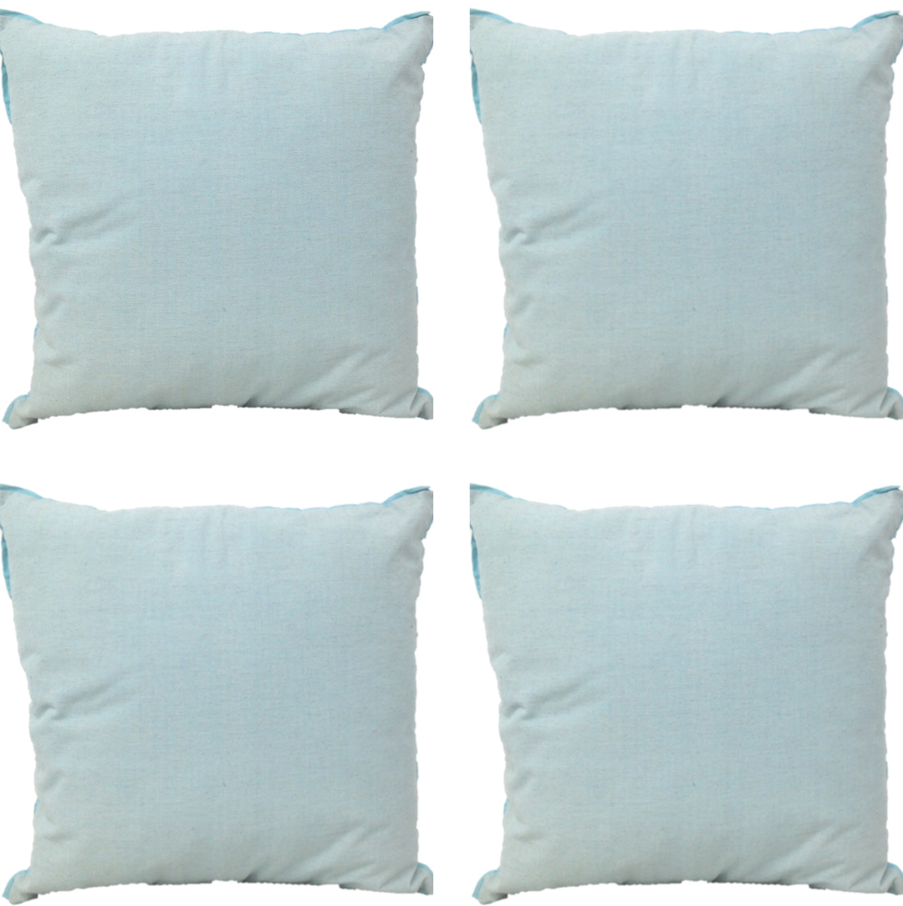 V416-455117P01PK4-142179-00 Pack of 4 Frida Aqua Blue 50cm x 50cm Cushion Covers with piping - Image 1