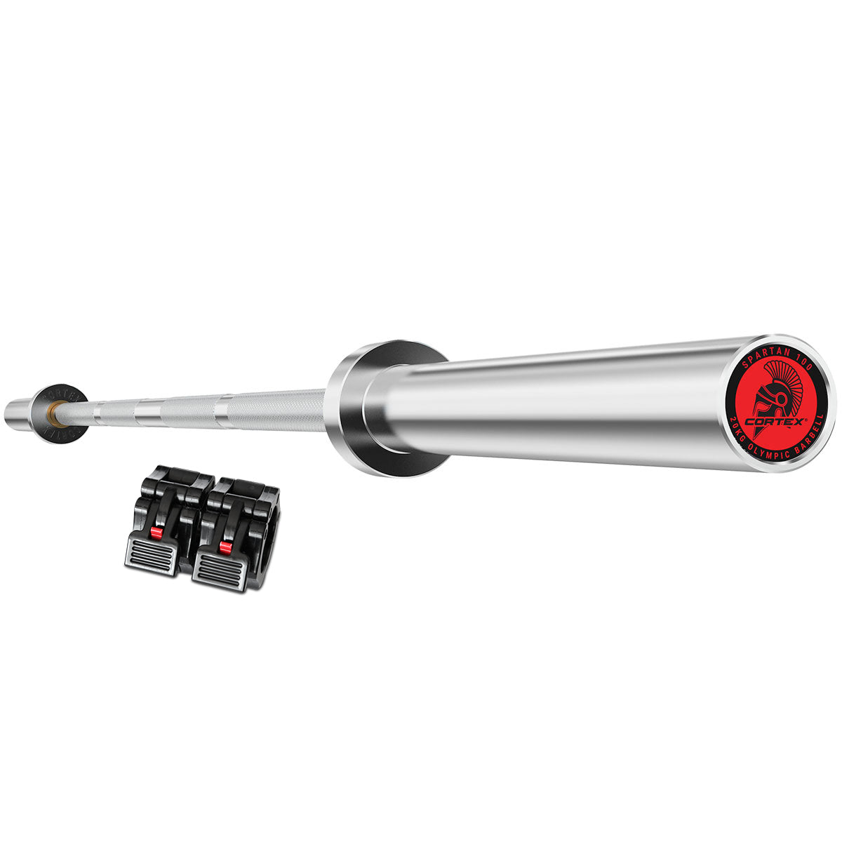 V420-CXBB-SPTN100-LC-88808-00 CORTEX SPARTAN100 7ft 20kg Olympic Barbell with Lockjaw Collars - Image 1