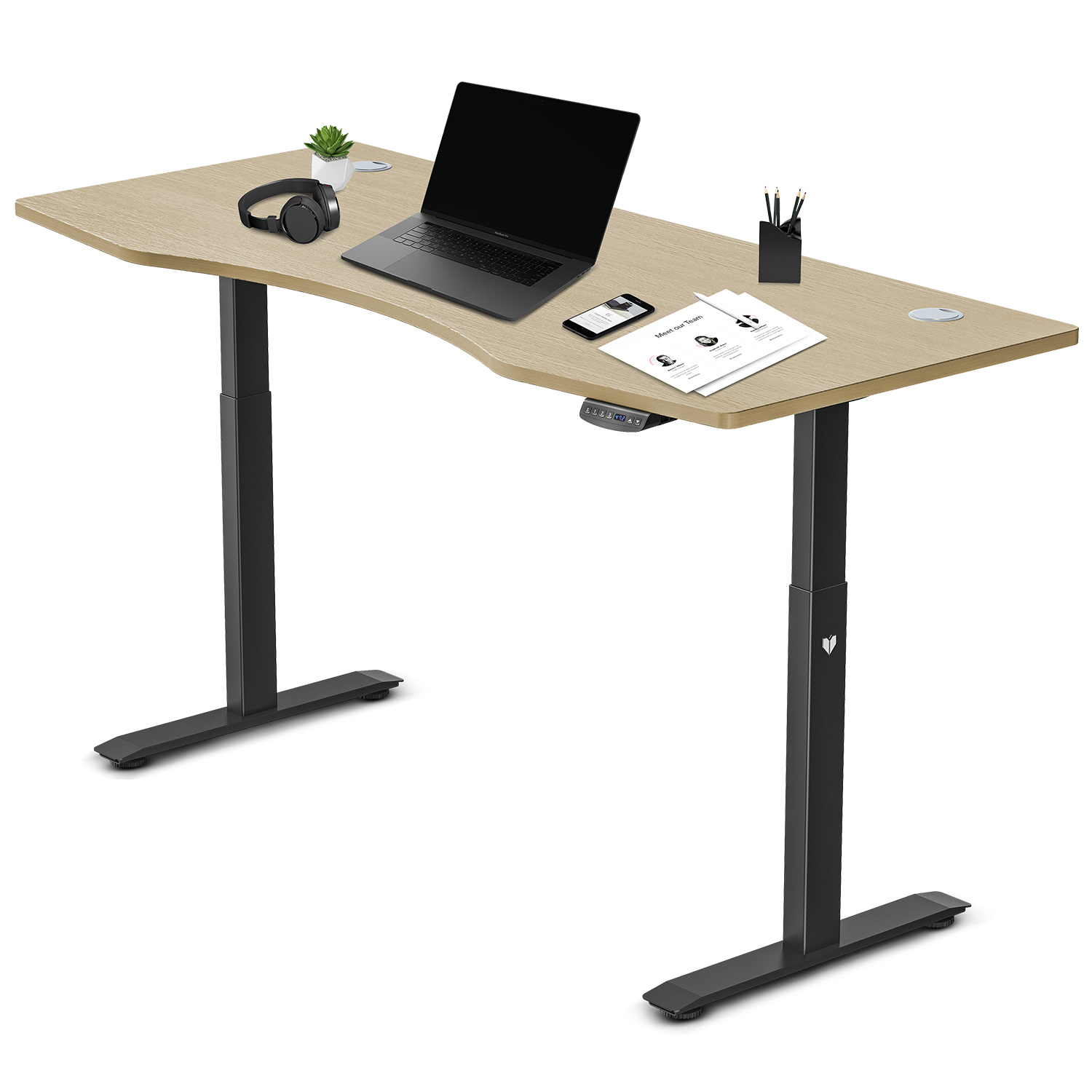 V420-LFDK-EDKOB-150-86933-00 Lifespan Fitness ErgoDesk AUTO Series Automatic Standing Desk 1500mm in Oak - Image 1