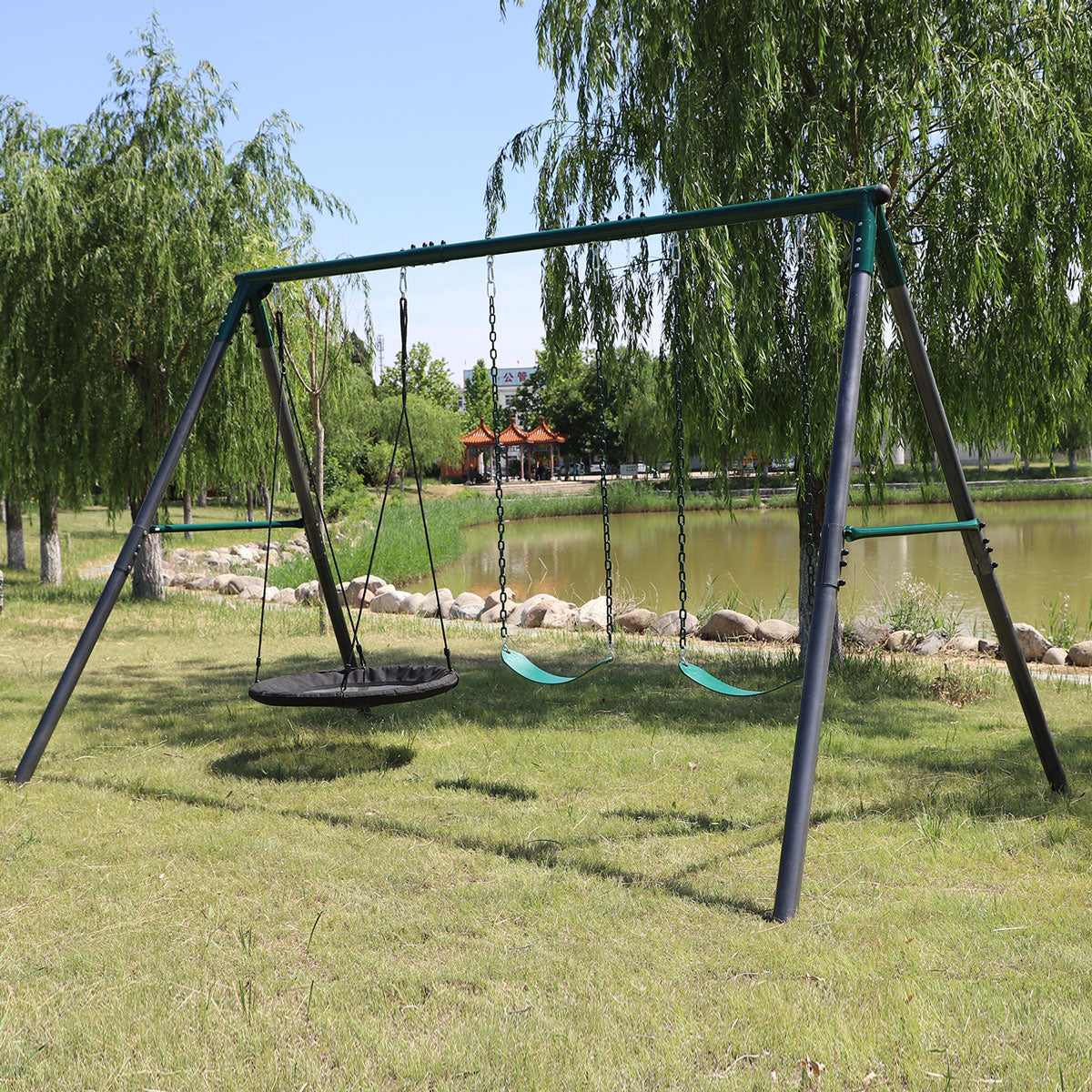 V420-LKSW-TITAN-SET-197729-00 Lifespan Kids Titan Commercial Steel Swing Set - Image 1