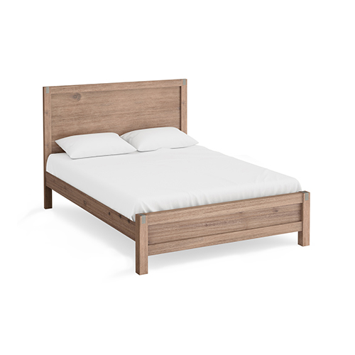 V43-BED-NOWKOK-04_5_27 Bed Frame King Size in Solid Wood Veneered Acacia Bedroom Timber Slat in Oak - Image 1