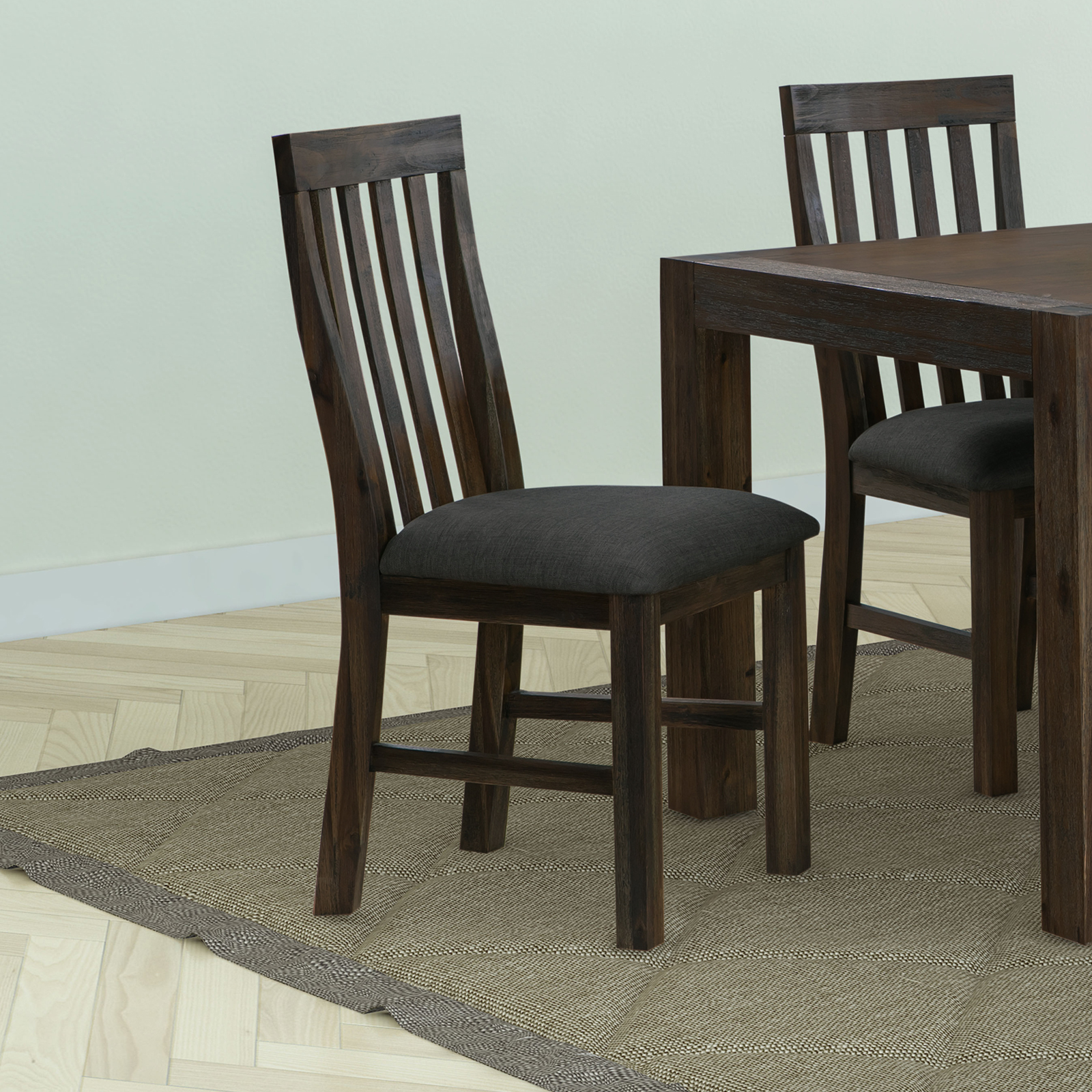 V43-DC-NOW-CH-27972-00 2x Wooden Frame Leatherette in Solid Wood Acacia & Veneer Dining Chairs in Chocolate Colour - Image 1