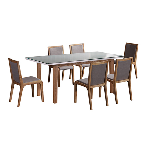 V43-DS-GLXY-7Pc-WA_GA-10_2_9 7 Pieces Dining Suite Dining Table & 6X Chairs in White Top High Glossy Wooden Base - Image 1