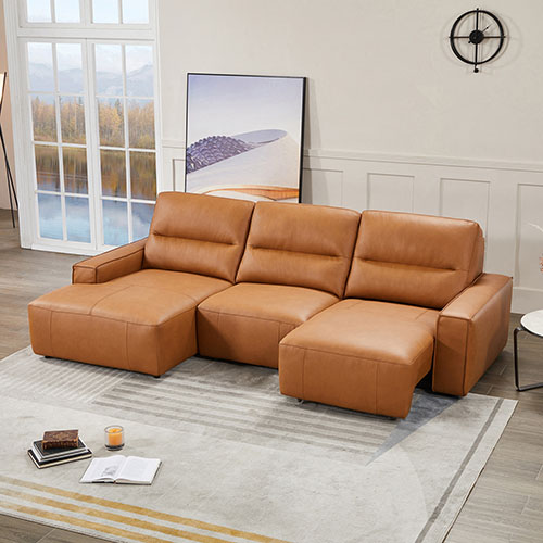 V43-SOF-ALBNY-191611-00 Albany 3 Seater Sectional Chaise Genuine Leather Sofa Bed - Image 1