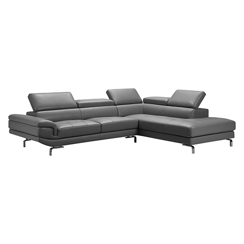 V43-SOF-VIN-GR-02_1_24 5 Seater Lounge Set Grey Colour Leatherette Corner Sofa for Living Room Couch with Chaise - Image 1