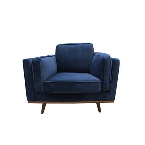 V43-SOF-YOKBU1S-02_1_14 Single Seater Armchair Sofa Modern Lounge Accent Chair in Soft Blue Velvet with Wooden Frame - Image 1