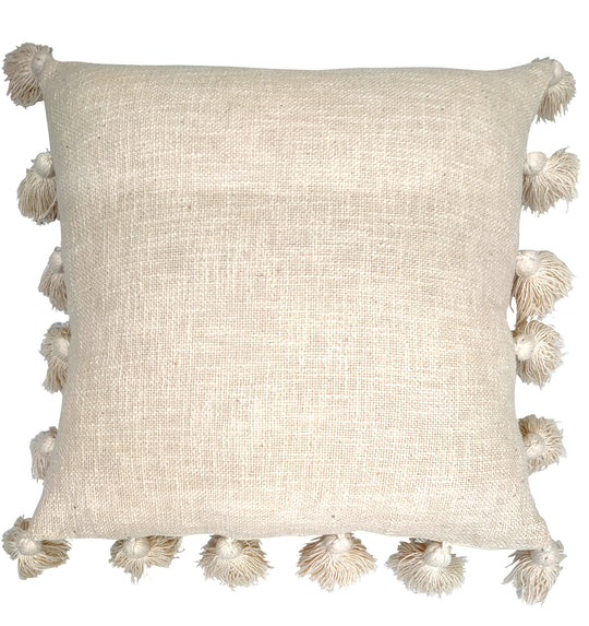V430-KZ-130A-70665-00 Beige cushion with tassels 45x45 cm - Image 1