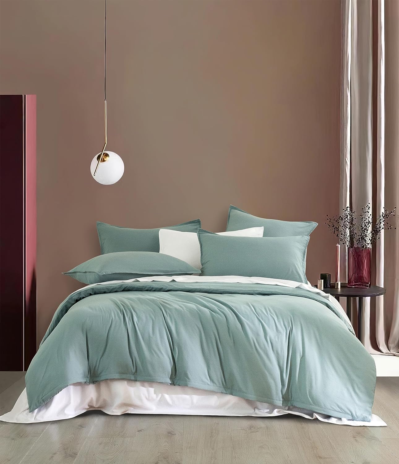 V439-AQSSEAFOAMWM-191149-00 Vintage Washed Microfibre Quilt Cover Set (2Pcs) - Seafoam - Single Size - Image 1