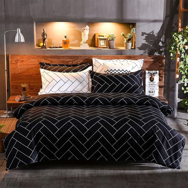 V439-DQSGLEN-72398-00 Print Microfibre Quilt Cover Set (3Pcs) - Ultra Soft, Comfy, Luxurious Duvet Cover with Zipper Closure - Elegant Design Quilt Cover Set for Bedding - Glen - King Size - Image 1