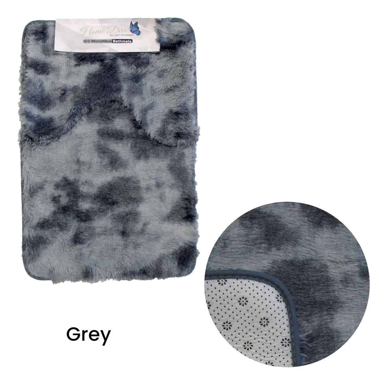 V442-ABR-BATHM-LIGHTWEIGHTSHAGGY-GREY-RE-96580-00 2 Pce 2-Toned Extra Light Weighted Shaggy Fluffy Bath Mat Set Grey - Image 1