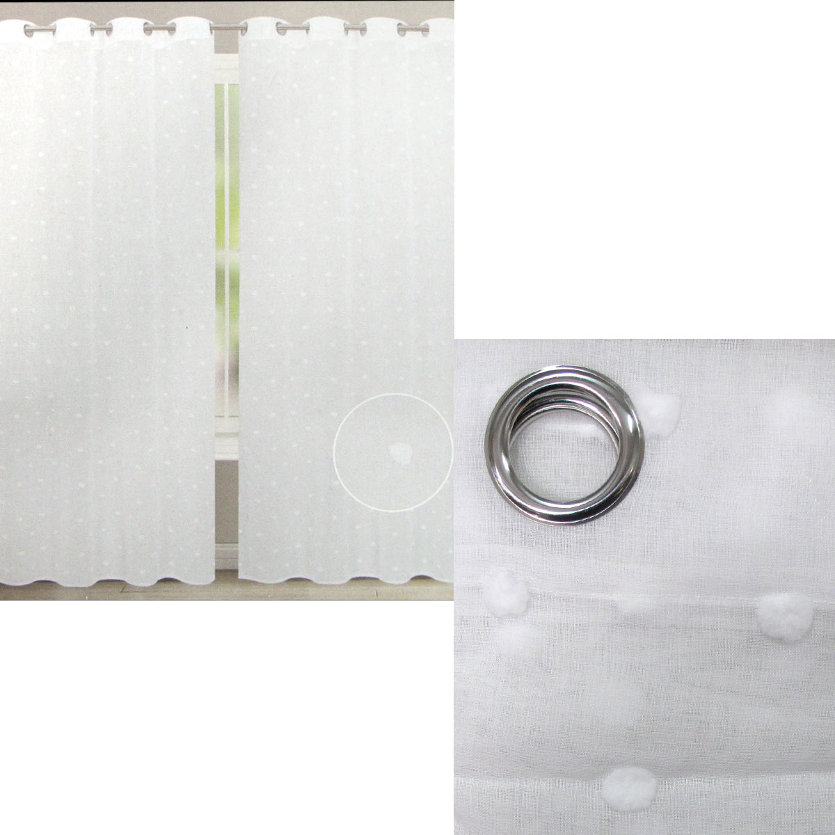 V442-ABR-CURTAIN-PAIRBUBBLEEYELET-WHITE-RE-204816-00 Bubble White Pair of Sheer Eyelet Curtains 140 x 223cm - Image 1