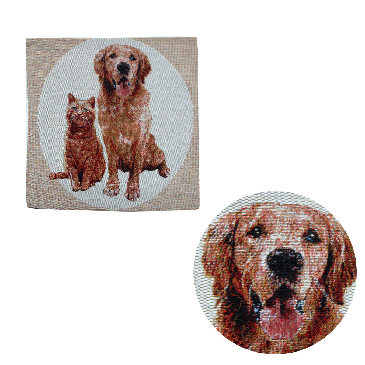 V442-ABR-CUSHIONC-CATDOGDESIGN2-BROWN-SQ-96858-00 Tapestry Pet Cat Dog Square Cushion Cover Design 2 - Image 1