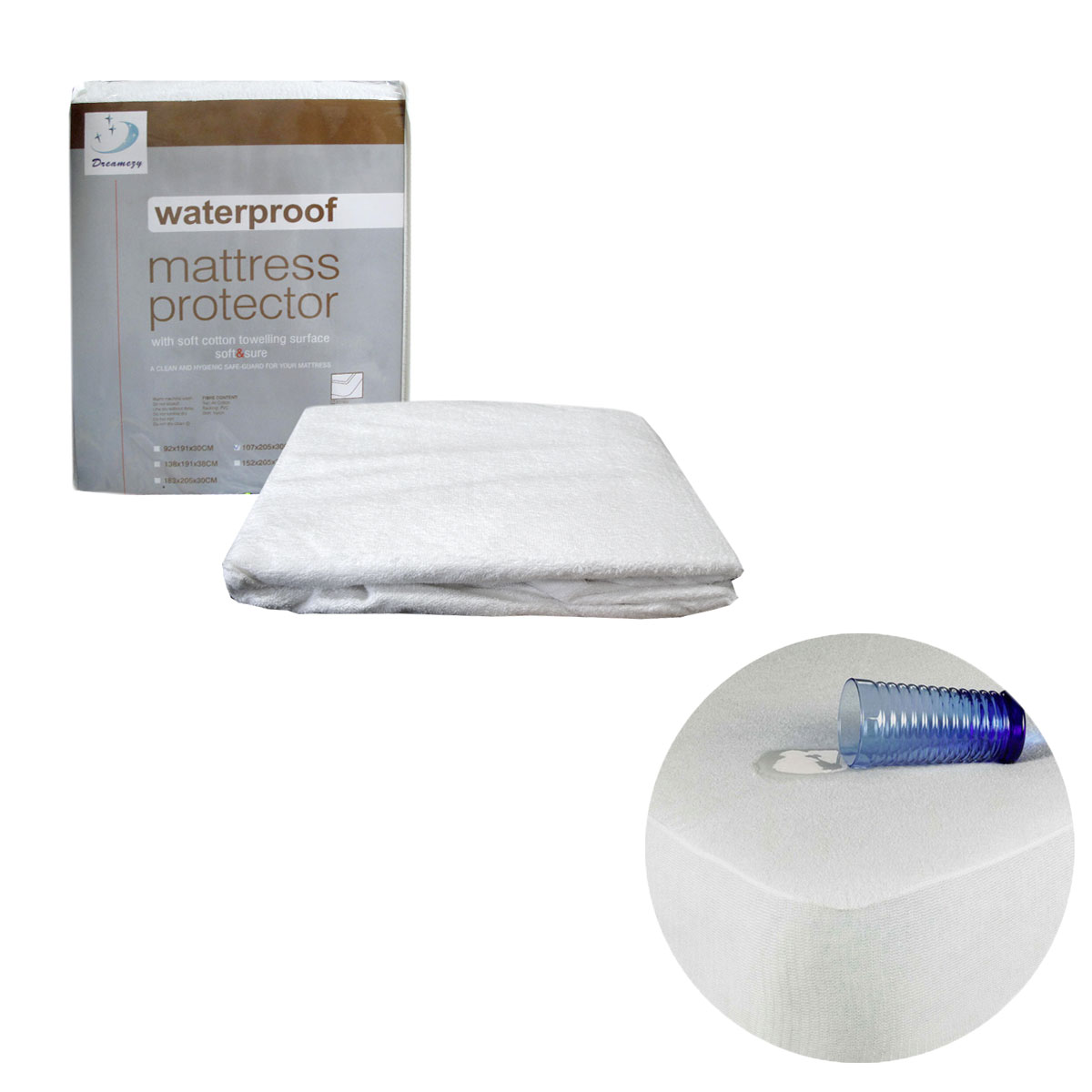 V442-ABR-MATTRESSP-WATERPROOF-WHITE-KS-97291-00 Fully Fitted Terry Waterproof Mattress Protector 30cm Wall - Image 1