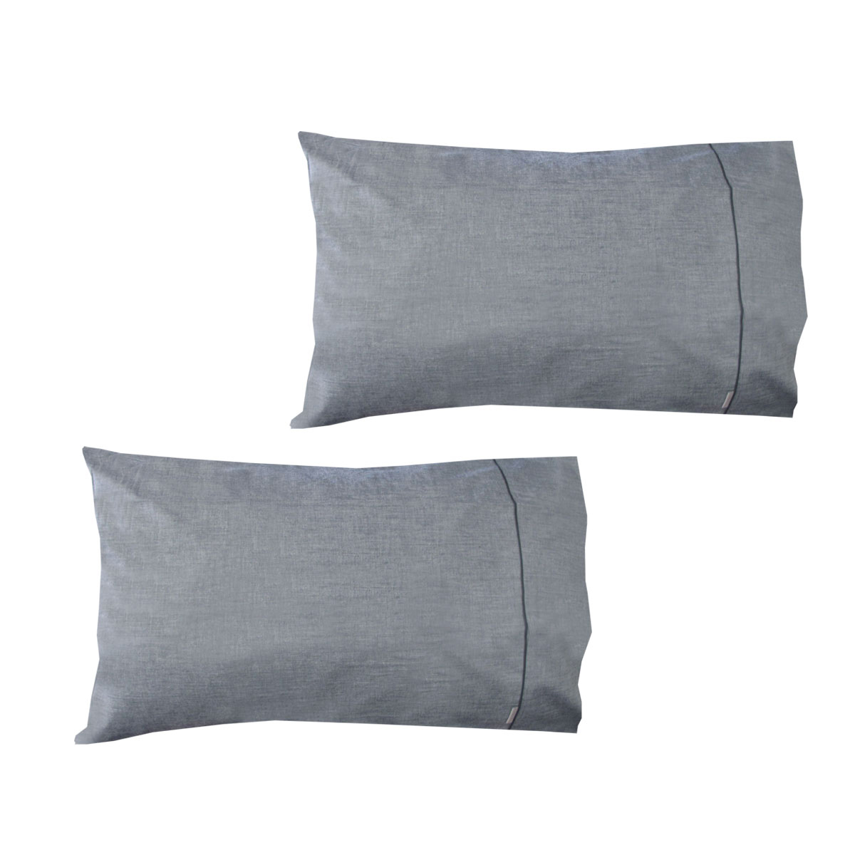 V442-ABR-PILLOWC-PAIRCHAMBRAY-CHARCOAL-ST-97258-00 Pair of Chambray Charcoal Cotton Standard Pillowcases 48 x 73 cm - Image 1