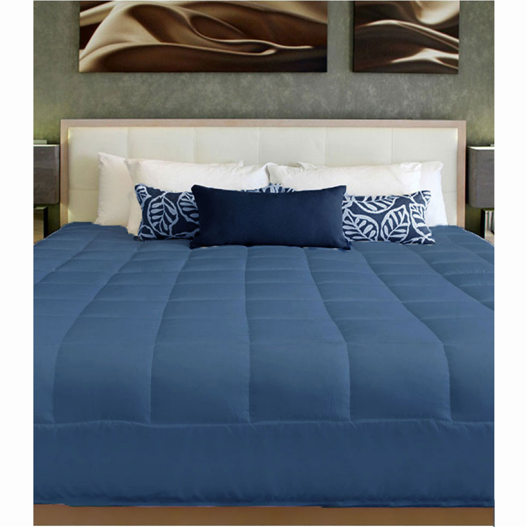 V442-ABR-QUILT-CUSHION-NAVY-SB-96454-00 2 in 1 Cushion Quilt Pad Navy Single - Image 1