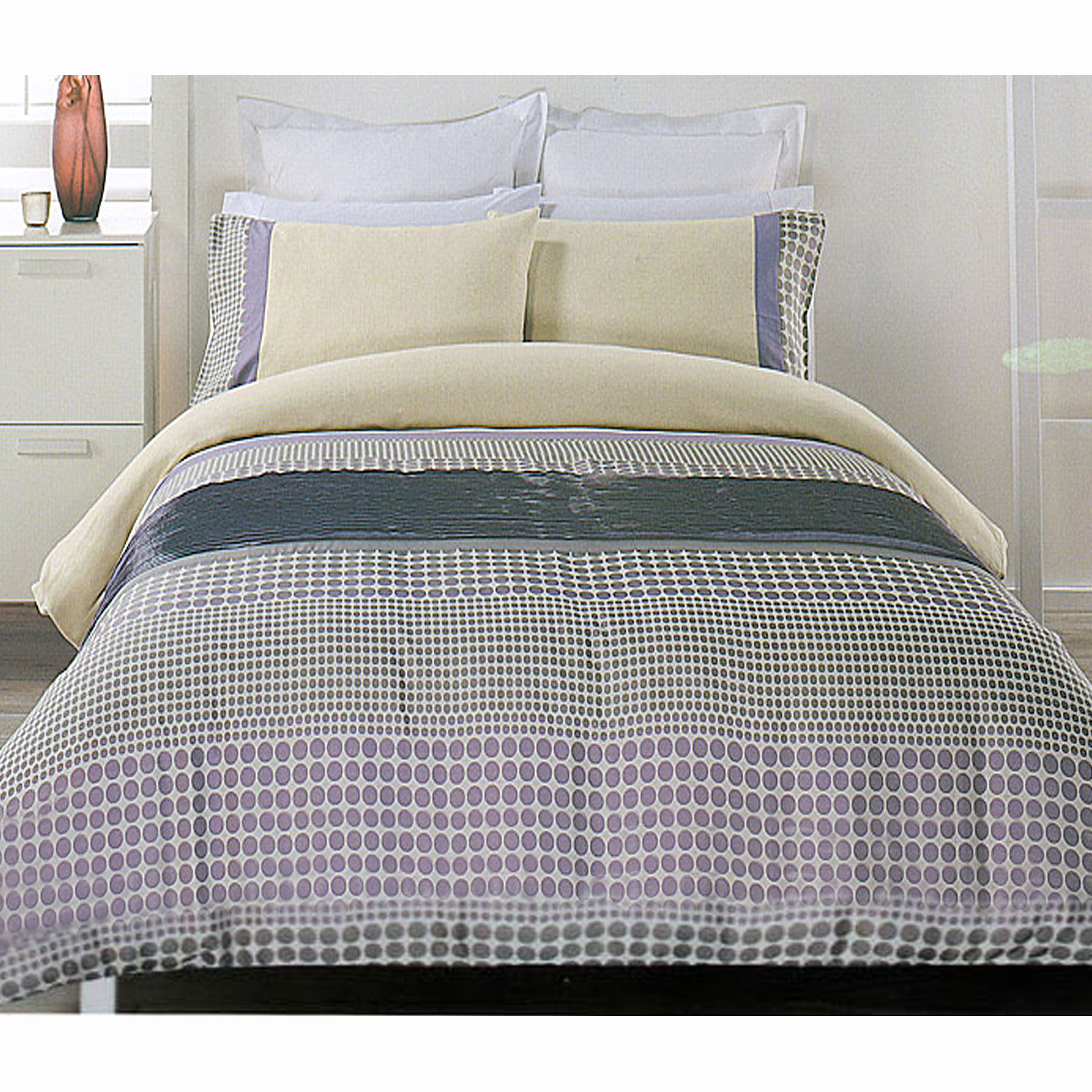V442-ABR-QUILTCS-BRIE-LILAC-QS-96439-00 Brie Lilac Grey Quilt Cover Set QUEEN - Image 1