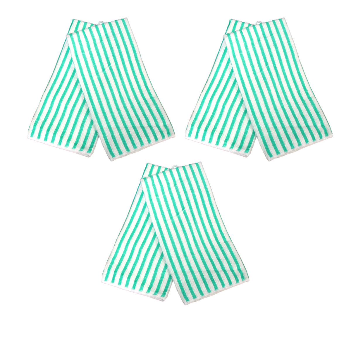 V442-ABR-TEAT-MICROFIBRESETOF6-GREEN-RE-96910-00 Set of 6 Microfibre Striped Tea Towels Green - Image 1