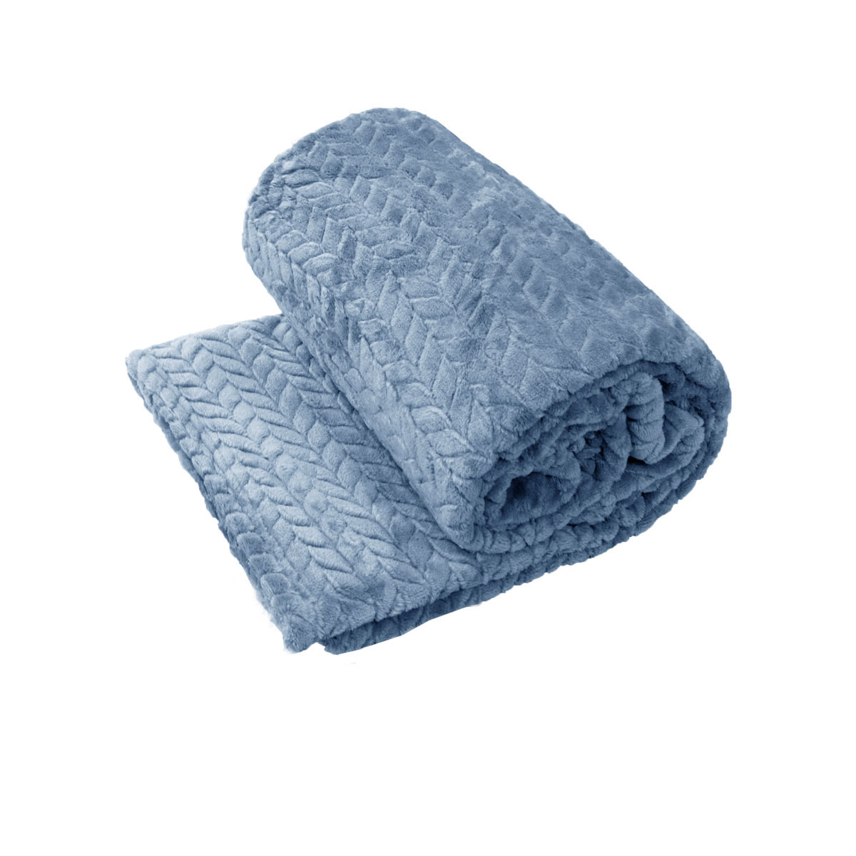 V442-ABR-THROW-CORALHERRINGBONE-DUSKBLUE-RE-96593-00 Herringbone Coral Fleece Blanket Throw Rug 150x200 cm Blue - Image 1