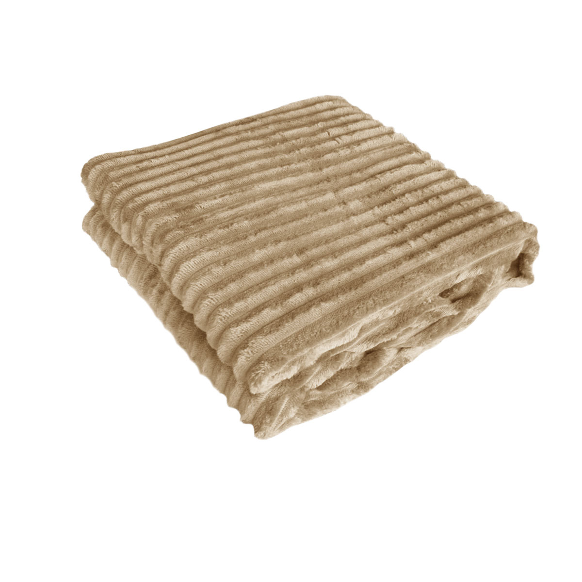 V442-ABR-THROW-CORDUROYSTRIPE-LATTE-RE-96901-00 240GSM Corduroy Striped Throw Rug Latte - Image 1