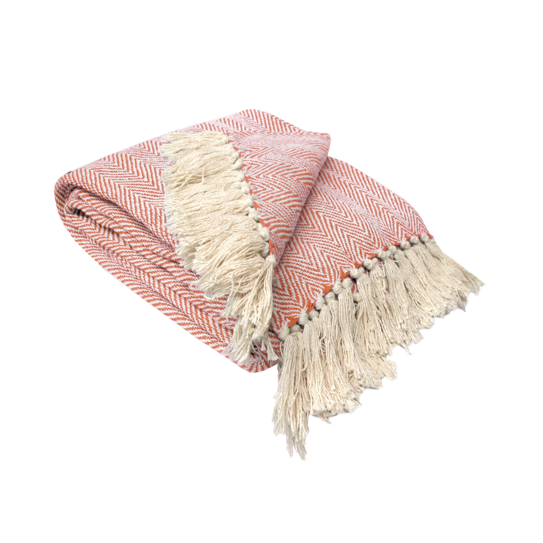 V442-ABR-THROW-EXTRALARGEHERRINGBONE-ORANGE-RE-96374-00 Herringbone Extra Large Throw Rug Orange - Image 1