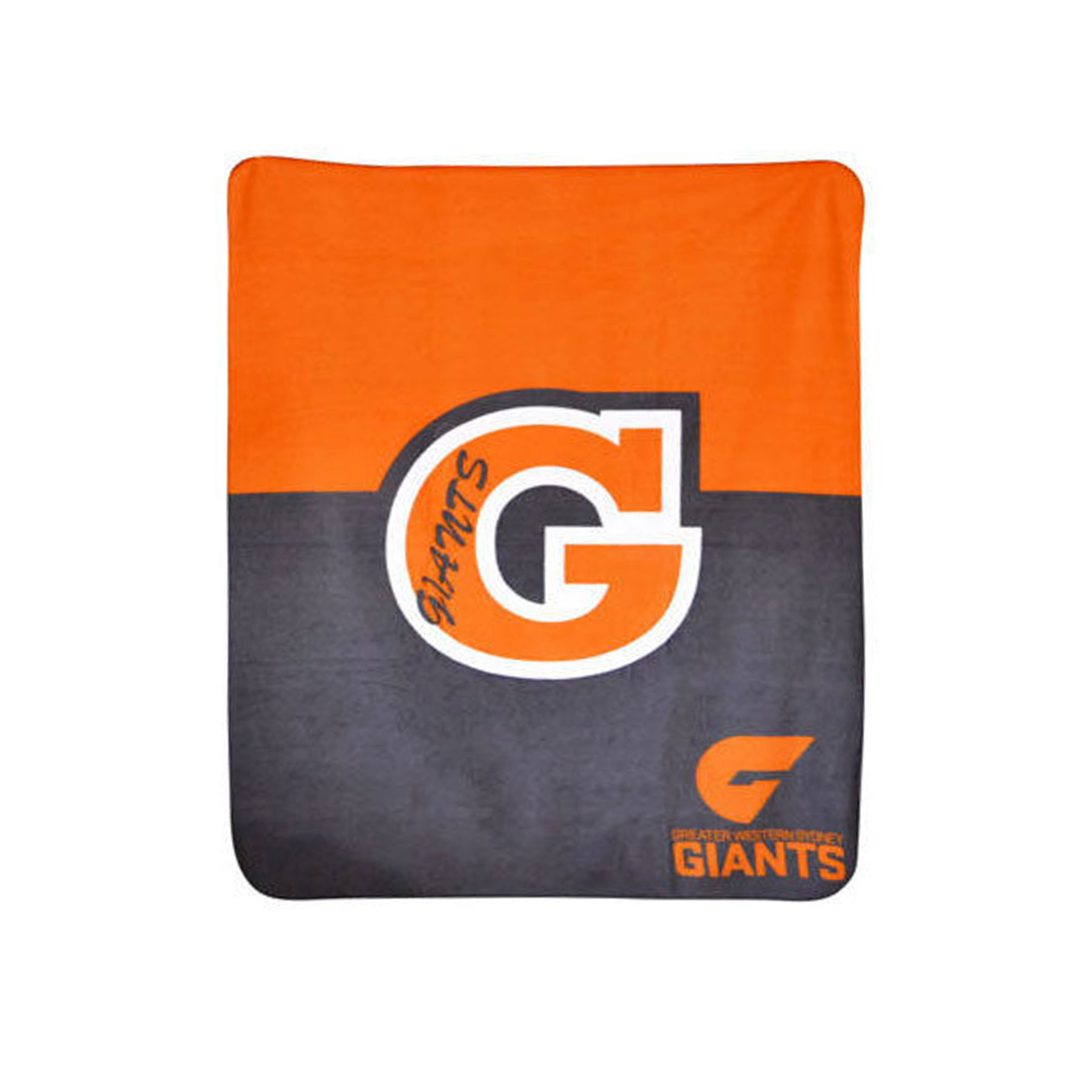V442-ABR-THROW-GWSGIANTSPRINT-ORANGE-RE-96460-00 AFL Licensed Polar Fleece Throw GWS Giants Print - Image 1