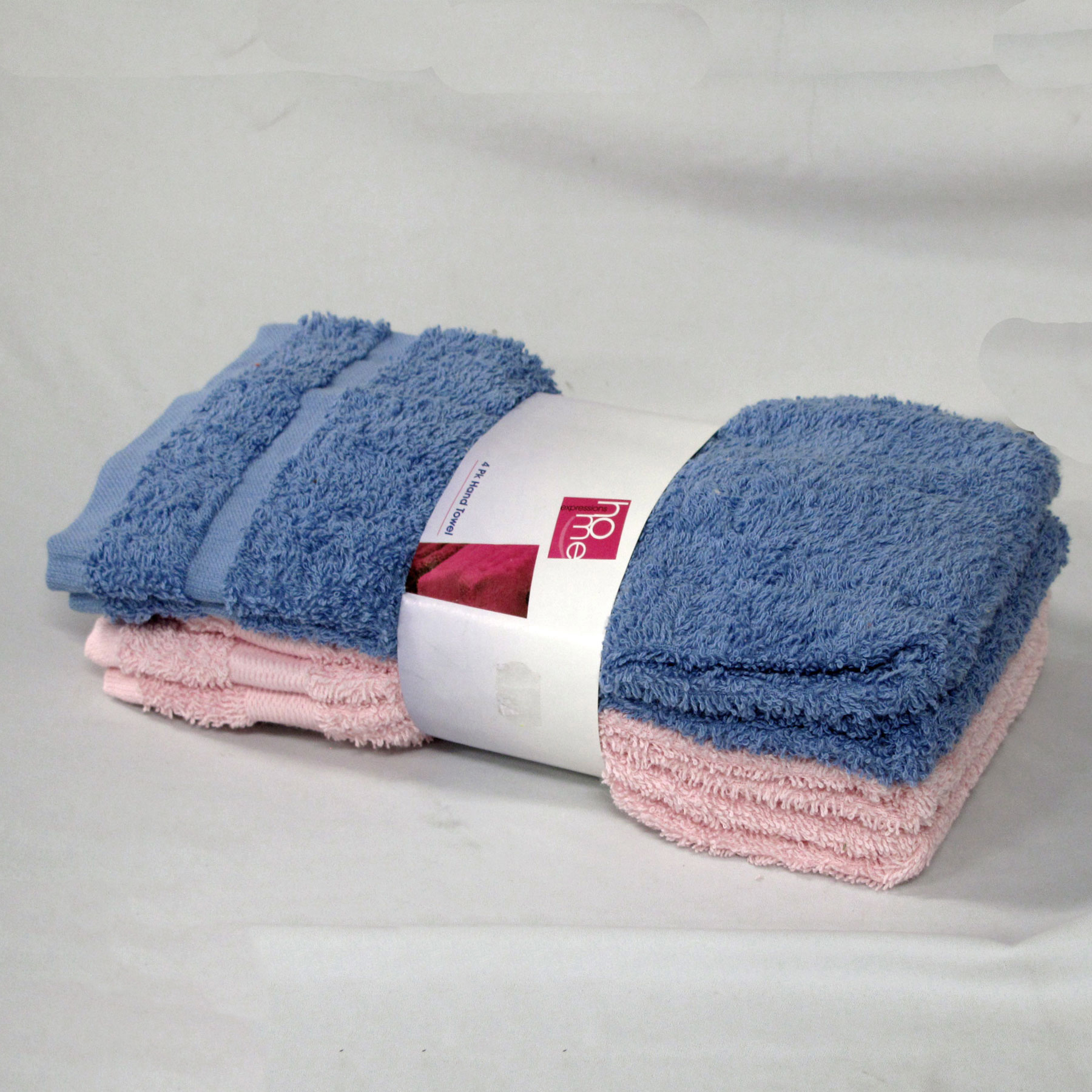 V442-ABR-TOWEL-4BUDGETHAND-PINKBLUE-RE-96548-00 Set of 4 Budget Cotton Hand Towels 42 x 67 cm Pink Blue - Image 1