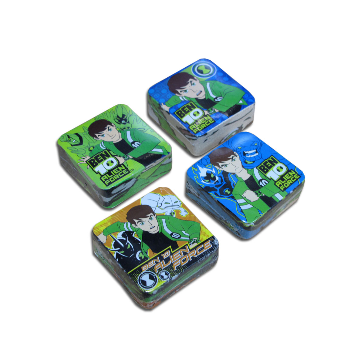 V442-ABR-TOWEL-SETOF4BEN10FACE-MULTI-SQ-96278-00 Set of 4 Ben 10 Alien Magic 100% Cotton Face Washers - Image 1
