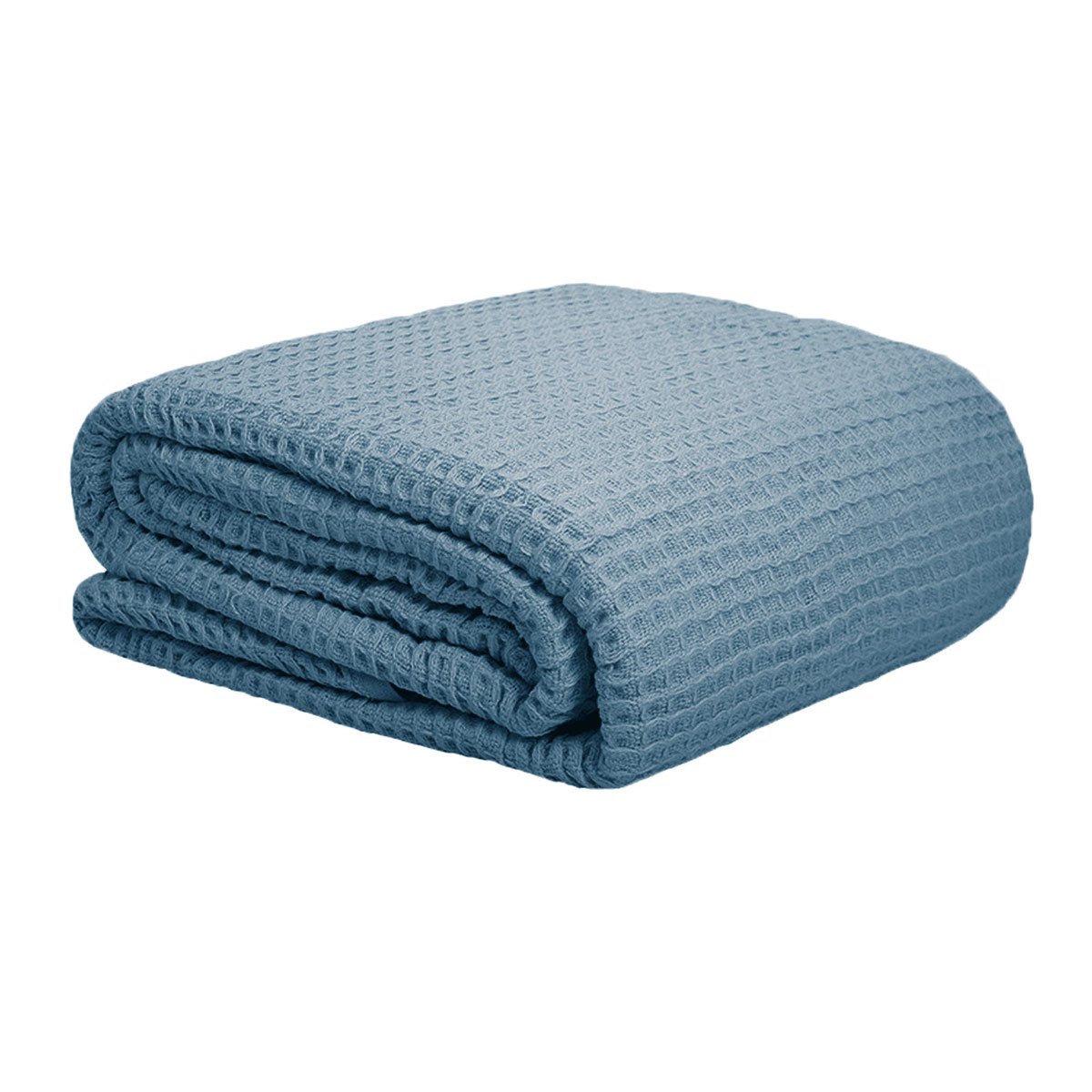 V442-ATX-BLANKET-WAFFLE-DUSKBLUE-SB-79335-00 Cotton Waffle Blanket Dusk Blue Single - Image 1